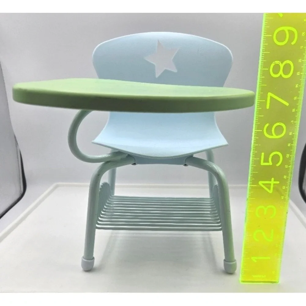 American Girl‎ Doll Blue & Green Star School Desk Attached Arm Chair
